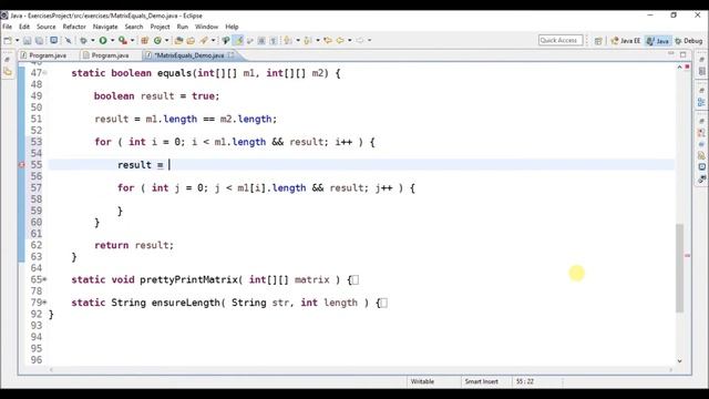 compare matrices in java смотреть онлайн
