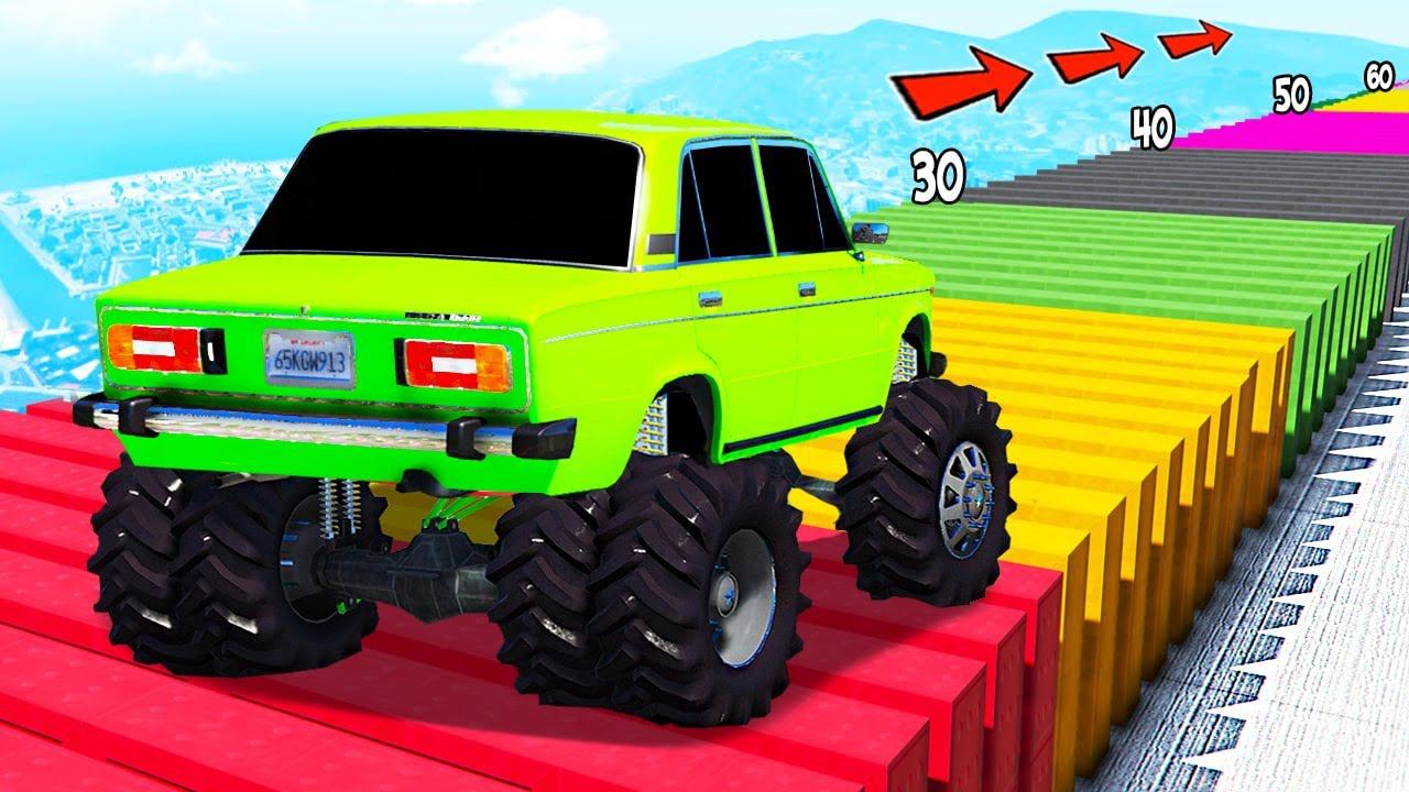 КАК ДАЛЕКО ПО КОЧКАМ ПРОЕДЕТ ОГРОМНЫЙ РУССКИЙ БИГФУТ В ГТА 5! РУССКИЕ ДОРОГИ В GTA ONLINE! смотреть онлайн