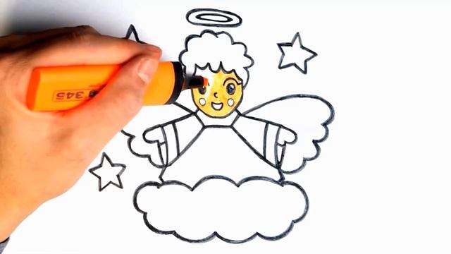 Как нарисовать АНГЕЛА / Мультик Раскраска АНГЕЛ для детей / How to Draw an Angel - Cute & Easy смотреть онлайн