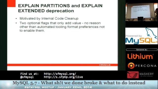 MySQL 5.7 - What sh!t we done broke & what we want you to do instead смотреть онлайн