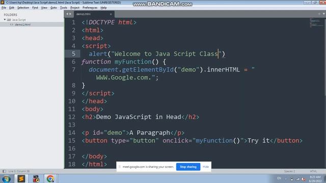 Use Java Script tag in Head Section [In Hindi] смотреть онлайн