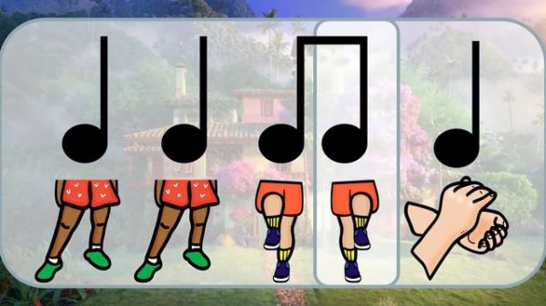 Colombia Mi Encanto, Body Percussion:: half rest, half note, quarter note, eighth notes