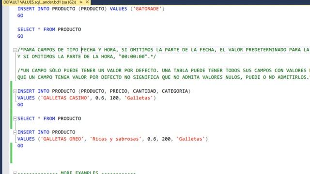 VALORES POR DEFECTO (DEFAULT) | SQL SERVER смотреть онлайн