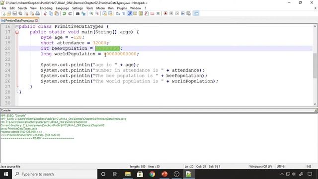 Java 1 Online, [2.02] Data and Expressions: Primitive Data Types смотреть онлайн