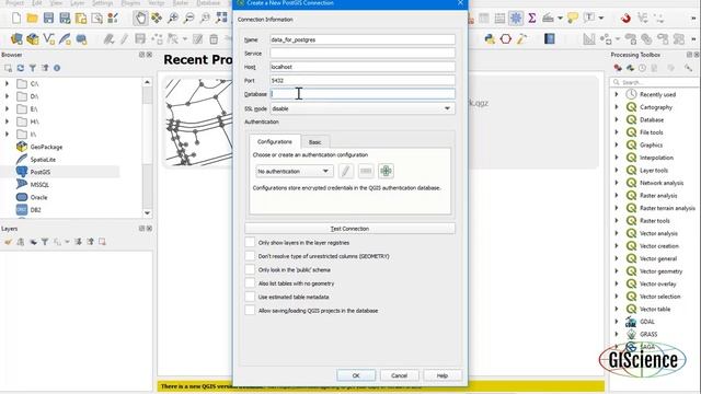 4 - Making Connection between QGIS and PostgreSQL смотреть онлайн