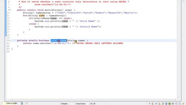 VALIDATE NAME USING REGEX IN JAVA смотреть онлайн