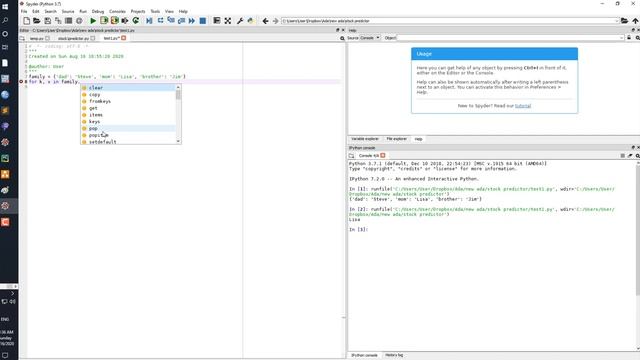 Python Spyder IDE - Dictionary, Tuples, For loop, Sort method for lists смотреть онлайн
