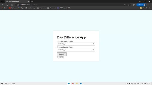 Days Between Two Dates Calculator || JavaScript смотреть онлайн