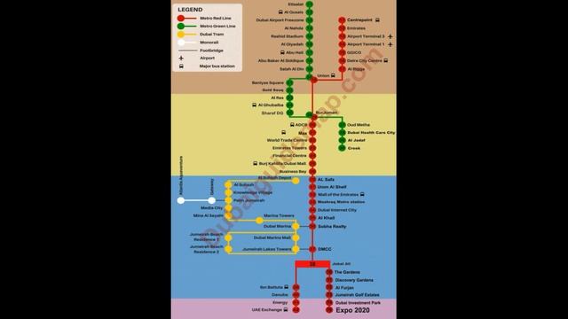 Схема метро г Дубая. смотреть онлайн