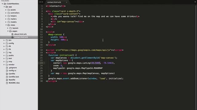 Ruby on Rails Tutorial 7 - Adding Google Map into Contact page смотреть онлайн