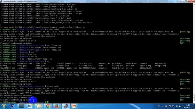 Обновление базы данных Drupal через командную строку drush updb смотреть онлайн