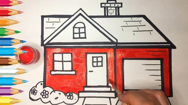 Как нарисовать дом | How to draw a House | раскраска домик смотреть онлайн