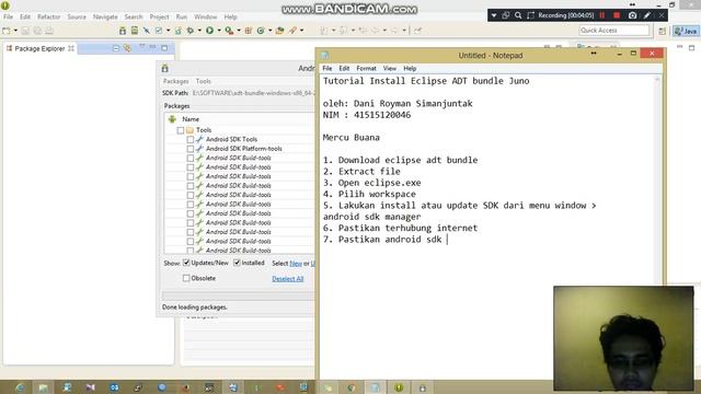 Tutorial Cara Install Android Developer Tools (ADT) Bundle, Eclipse Juno смотреть онлайн