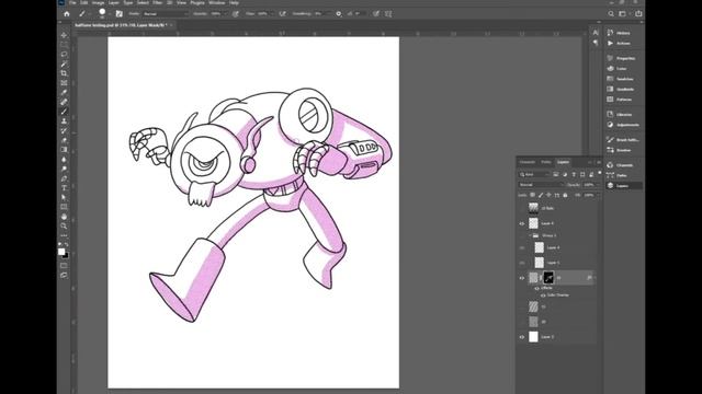 Robot Warm Up Sketch With Halftones! in Photoshop смотреть онлайн