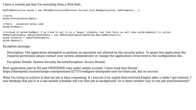 Sharepoint: Custom job and System.Security.SecurityException: Access Denied (2 Solutions!!) смотреть онлайн