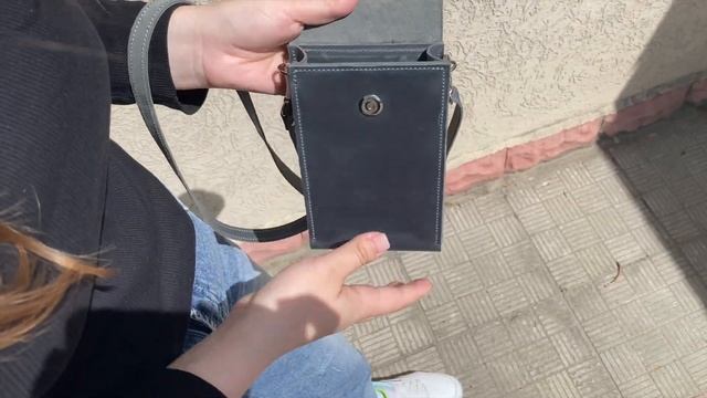Класическая кожаная сумка для Iphone / Серый - 1002 смотреть онлайн