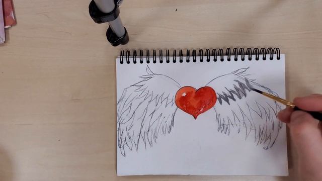 Рисуем сердце с крыльями. рисунок к 14 февраля. День святого Валентина #открыткасвоимируками смотреть онлайн