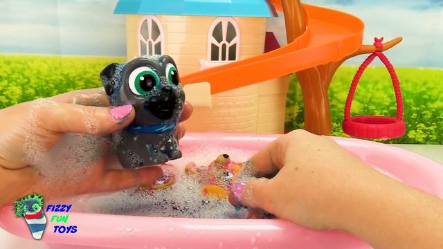 Fizzy Toy Learning Video with Puppy Dog Pals Bingo and Rolly Bubble Bath Paint смотреть онлайн
