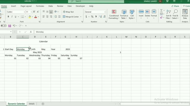Dynamic Calendar In Excel Part 2