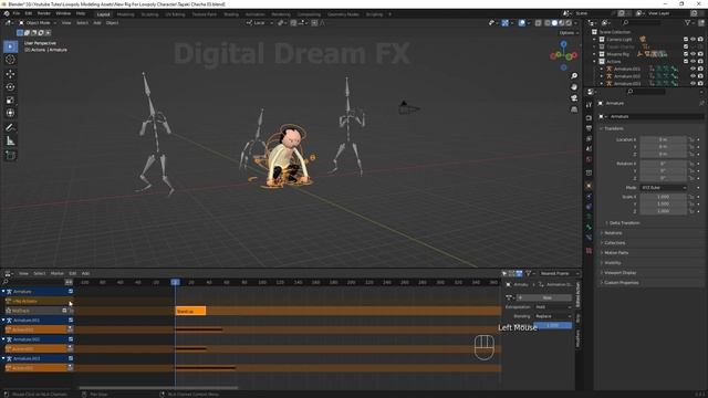 How to apply multiple mixamo action strips in one character in Blender I Hindi смотреть онлайн