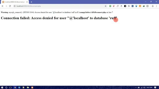 Warning: mysqli_connect(): (HY000/1044): Access denied for user ''@'localhost' to database 'ruff' смотреть онлайн