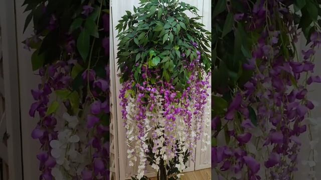 Глициния, искусственное дерево. Высота 180см. Цвет фиолетовый/белый. смотреть онлайн