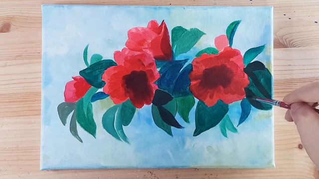 Easy flowers/ Acrylic painting tutorial for beginner /아크릴화 / how to paint Camellia/ #11 смотреть онлайн