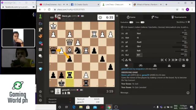 Online Chess Tournament Championship game 2021 of Gaming World ph: Mark Francis VS Gene Kenneth. смотреть онлайн