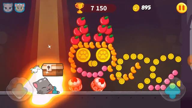 🎮 Говорящий Том бегает по пляжу, собирает монеты и апельсины. Перецепился через лопату и упал. смотреть онлайн
