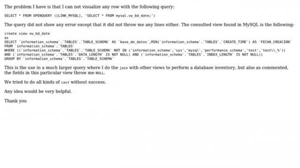 Databases: Why can not I get any row in a MySQL query from SQL Server? (2 Solutions!!)