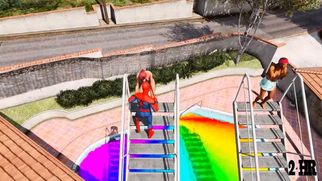 GTA 5 Spiderman Jumping Into Rainbow Pool (Euphoria Ragdolls) смотреть онлайн