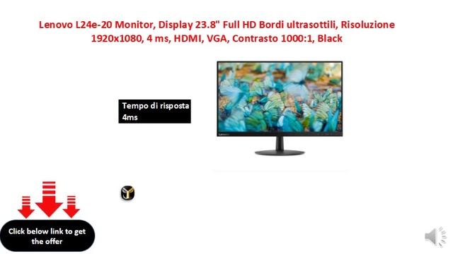 Lenovo L24e-20 Monitor, Display 23.8 Full HD Bordi ultrasottili смотреть онлайн