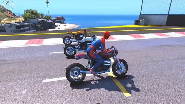 Spiderman Hulk Goku - Oil Jack Pump Ramp Super Motos Challenge - GTA 5 смотреть онлайн