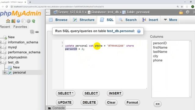 phpMyAdmin SQL Database смотреть онлайн