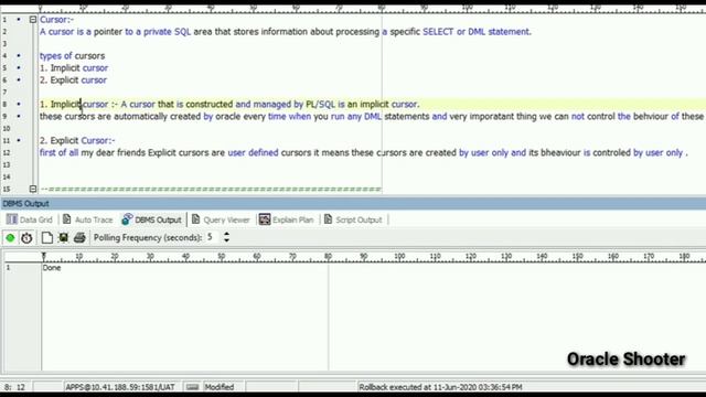 PL/SQL Tutorial #24: What is cursor and types of cursor and Implicit cursor with example смотреть онлайн