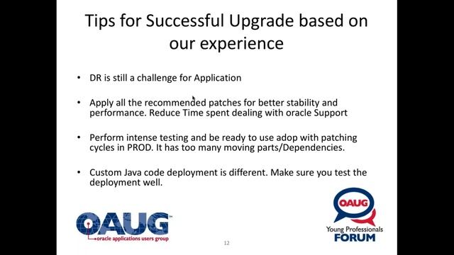 OAUG Young Professionals : EBS 12.2/12c Upgrade: “Tips and Lessons Learned” смотреть онлайн