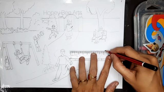 Park drawing /how to draw a scenery of children's play park easy/children playing in a park drawing смотреть онлайн