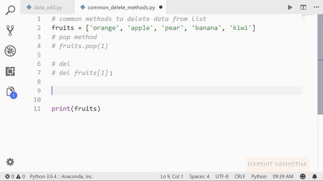 Delete data from list : Python tutorial 85 смотреть онлайн