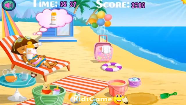 Dora At Beach ▬ Даша на пляже, игра для детей смотреть онлайн