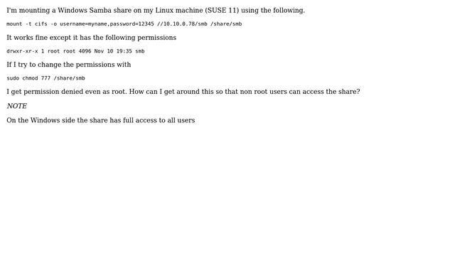 Unix & Linux: Linux mount Windows samba share for all users смотреть онлайн