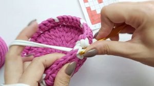 Мастер класс Корзинка Жаккард Крючком/Crochet basket video tutorial