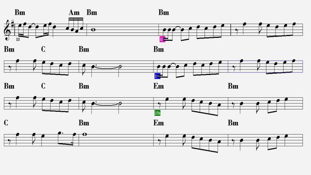 BELALIM--Bm--(Play Along)--:Guitar,Violin,Oboe,Flute,Keyboard,Melodica,Ukulele,Ney,Recorder. смотреть онлайн