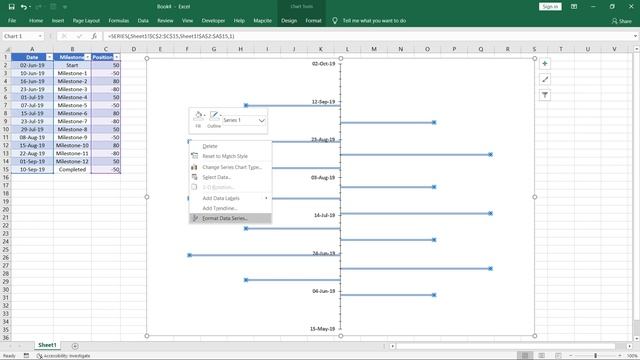 25 Vertical Timeline Chart using Scatter chart in Excel смотреть онлайн