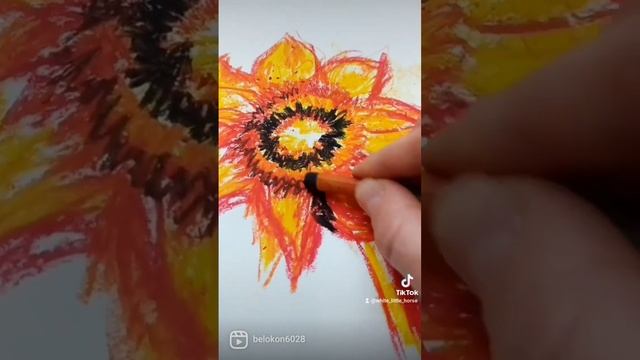 How to draw sunflower ? Art oil pastel/ Как нарисовать подсолнух масляной пастелью смотреть онлайн