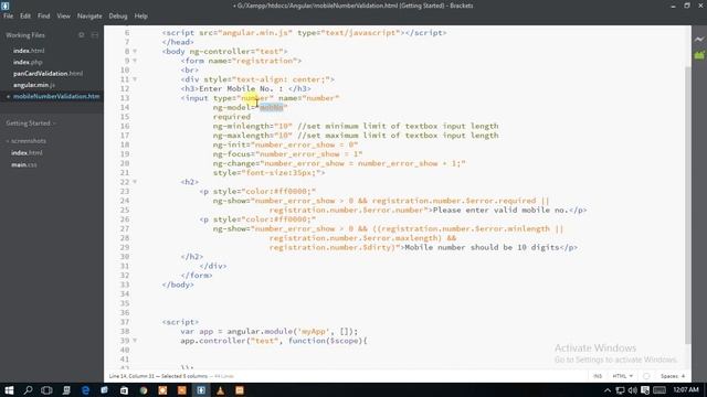 Mobile Phone Number Validation in AngularJS смотреть онлайн