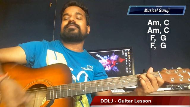DDLJ - Tujhe Dekha to ye Jaana Sanam || Guitar Chords Lesson || Musical Guruji смотреть онлайн