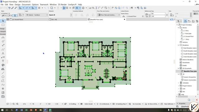 Archicad Realistic Rendered Floor Plan Using Fill Tool