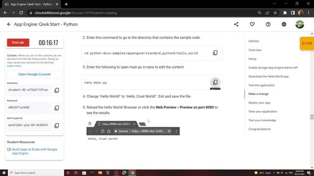 App Engine: Qwik Start - Python || [GSP067] || Solution смотреть онлайн