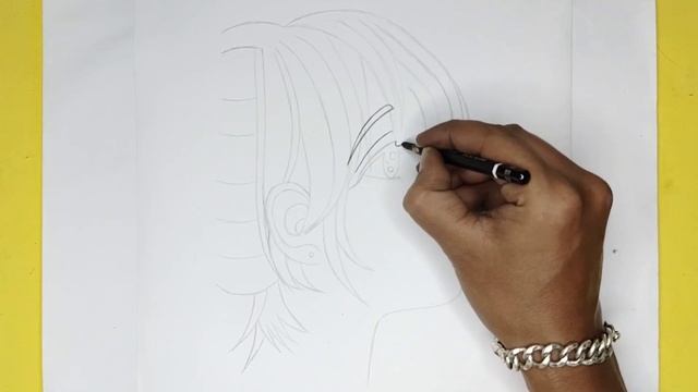 Cute anime girl pencil sketch drawing for beginners// Anime girl drawing in easy steps смотреть онлайн