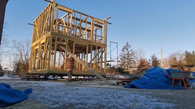 обвязка перегородок, подготовка под лаги крыши. смотреть онлайн